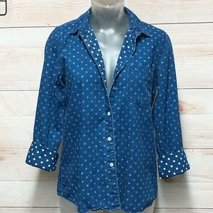 Madewell Dotted Pattern Chambray Denim Shirt